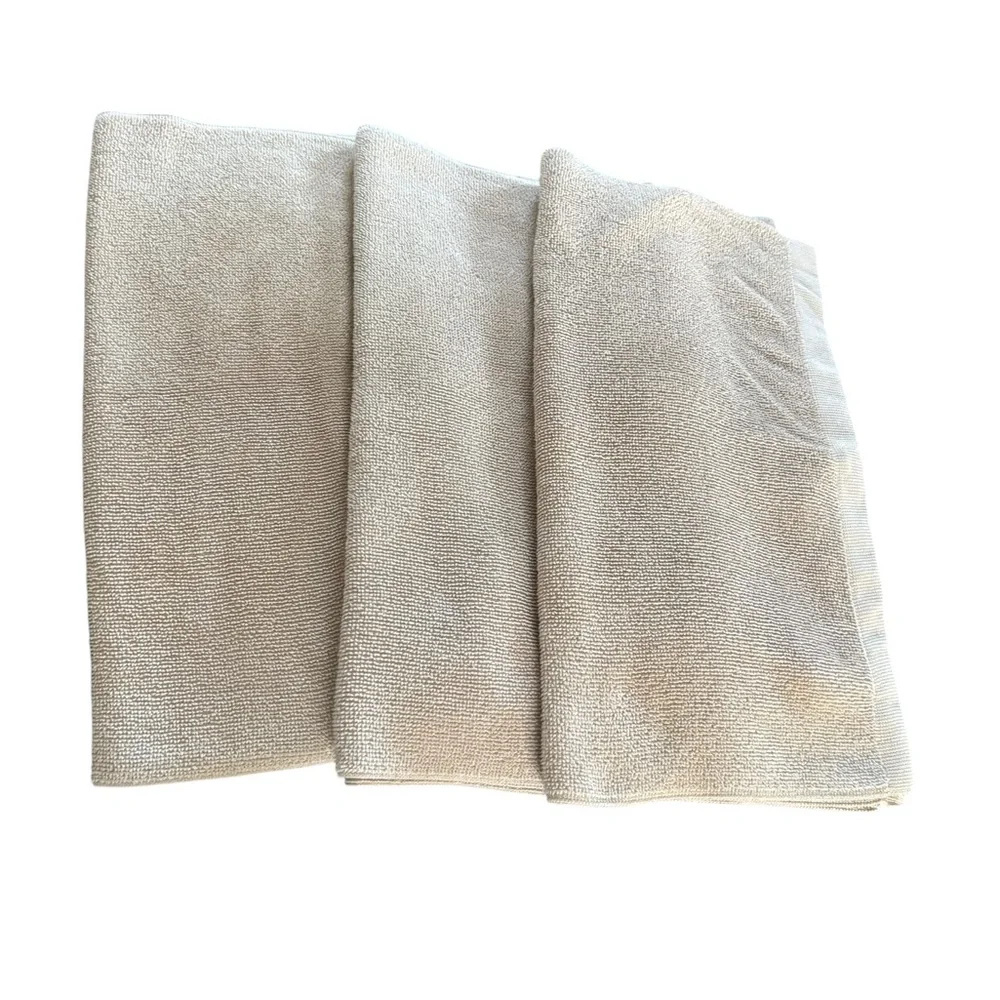 Norwex Baclock Neutral Beige Bath Hand Towels X 3 Loop Hang 28.5X13 Minimalist